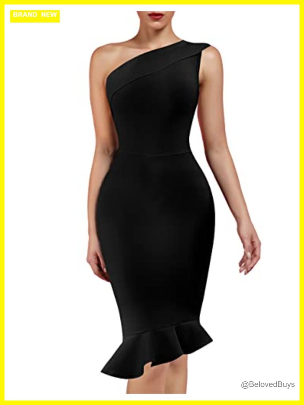 One Shoulder Sleeveless Bodycon Midi Mermaid Party Bandage Dress
